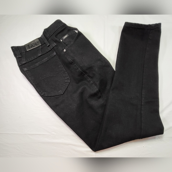Vintage LEE Relaxed Fit Jeans Black Label Black Denim Tapered Leg - Size 8 - Picture 2 of 6